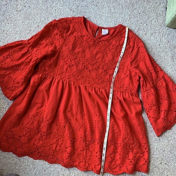 Boho babydoll bell-sleeved blouse M-L - Picture 8 of 9